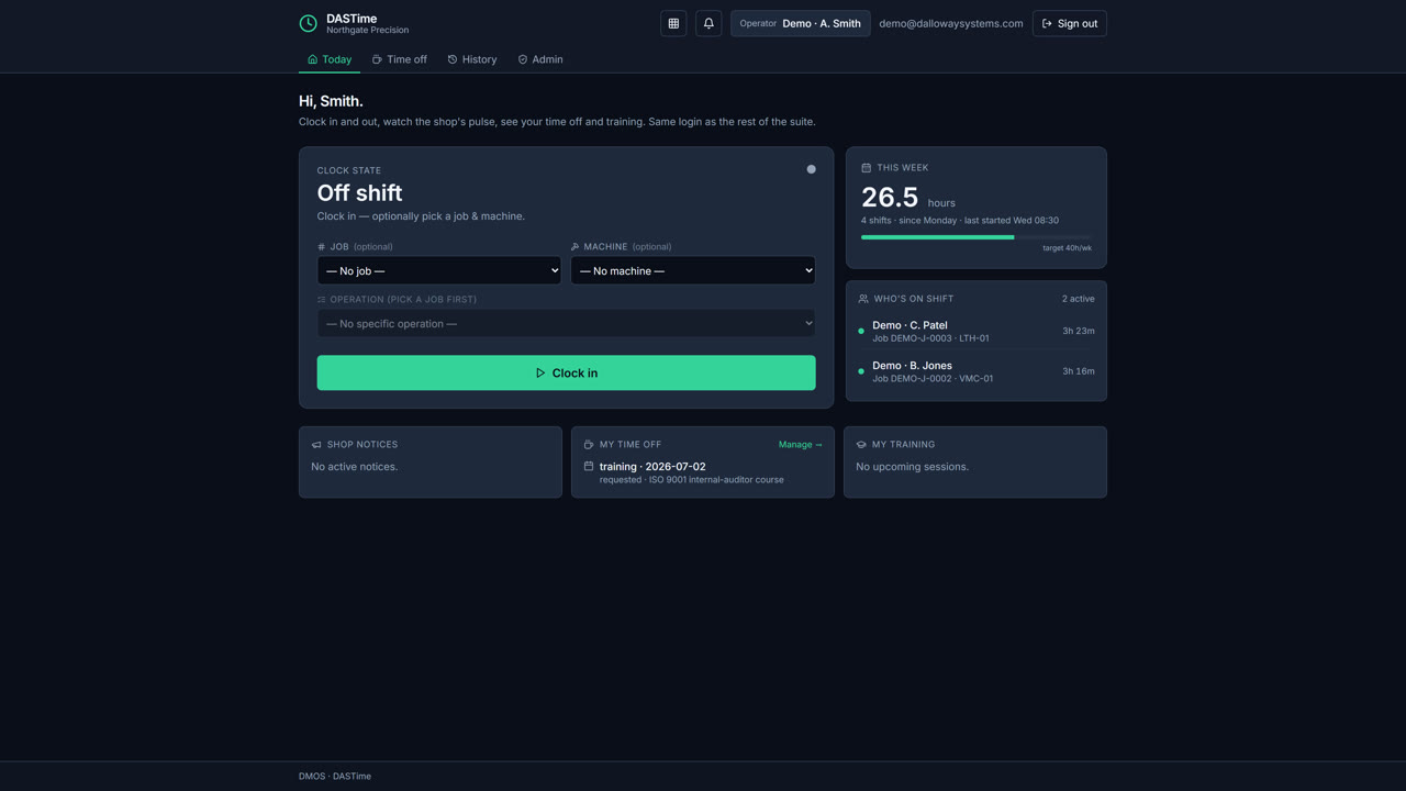 DASTime time-tracking demo